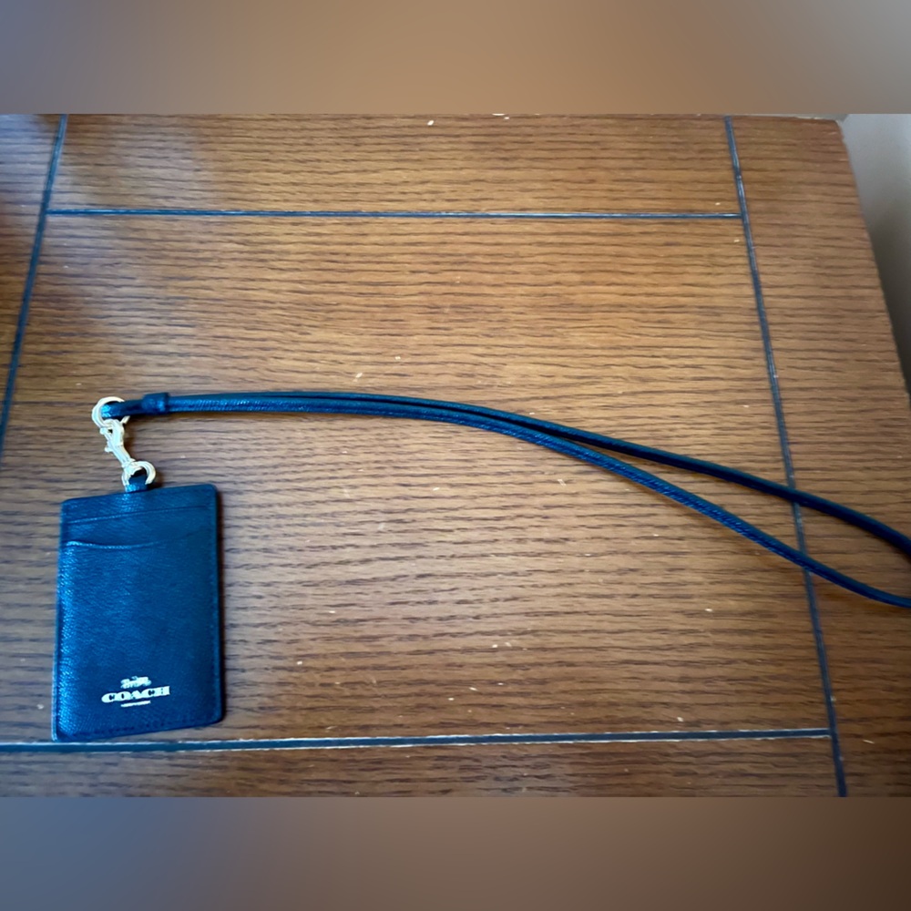 Coach Black Leather Lanyard